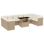 vidaXL Salon de jardin 11 Pièces avec coussins beige résine tressée