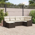 vidaXL Ensemble de canapé de jardin de 6 pièces avec coussins en rotin marron