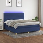 vidaXL Sommier à lattes de lit et matelas et LED Bleu 160x200 cm Tissu