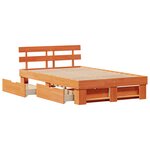 vidaXL Cadre de lit avec tiroirs Marron ciré 135x190 cm Bois de pin massif