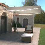vidaXL Auvent automatique avec capteur de vent et LED 500x350 cm Crème