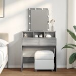 vidaXL Coiffeuse avec LED sonoma gris 80x41x144 5 cm