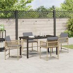 vidaXL Ensemble de salle à manger de jardin 5 pièces avec coussins beige en rattan poly