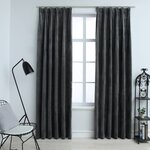 vidaXL Rideaux occultants et crochet 2Pièces Velours Anthracite 140x245cm