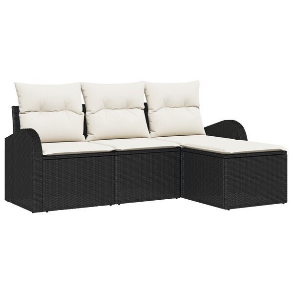 vidaXL Ensemble de Canapés de Jardin 4 pièces avec Coussins Noir Rattan Poly