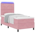 lit à ressort vidaXL avec matelas et LED rose 90x190 cm en velours