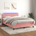 vidaXL Sommier à lattes de lit avec matelas et LED Rose 140x200 cm