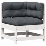 vidaXL Salon de jardin 4 Pièces avec coussins blanc bois de pin massif
