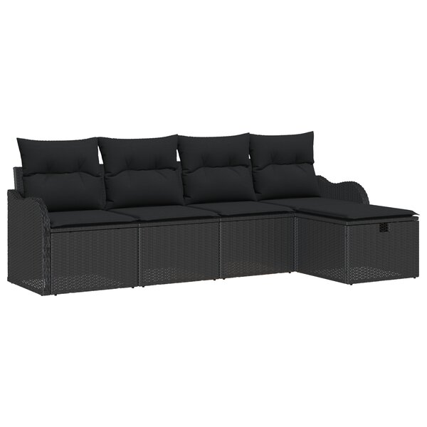 vidaXL Ensemble de Canapés de Jardin 5 Pièces avec Coussins Rotin Noir