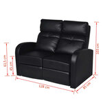 vidaXL Fauteuil inclinable à LED à 2 places cuir artificiel noir