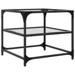 vidaXL Table basse avec dessus en verre transparent 50x50x45 cm acier
