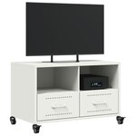 vidaXL Meuble TV blanc 68x39x43 5 cm acier laminé à froid