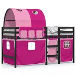 vidaXL Lit mezzanine enfants avec tunnel rose 90x200cm bois pin massif