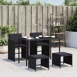 vidaXL Ensemble à manger de jardin coussins 5Pièces Noir Résine tressée