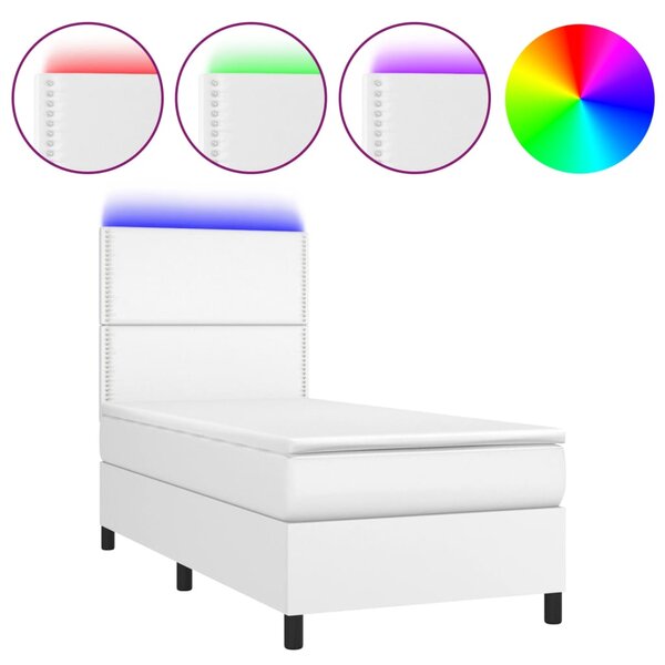vidaXL Sommier à lattes de lit avec matelas et LED Blanc 80x200 cm