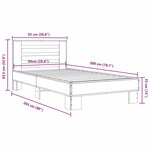 vidaXL Cadre de lit chêne fumé 90x200 cm bois d'ingénierie et métal