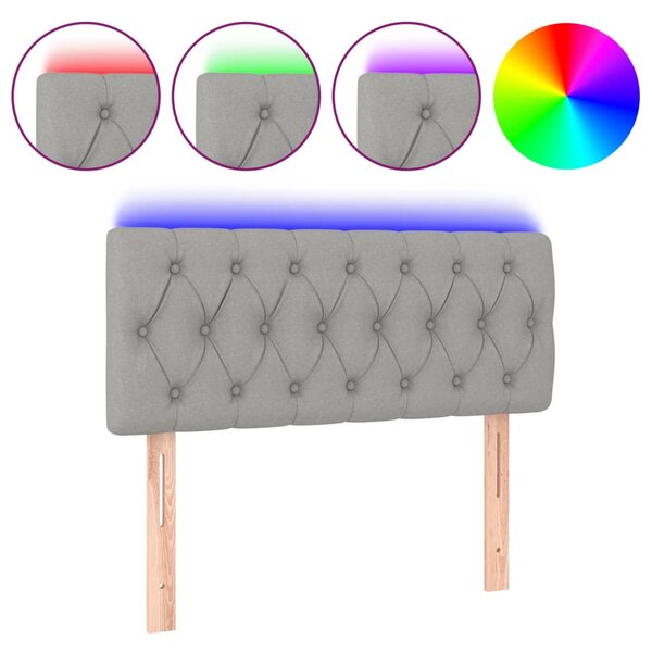 vidaXL Tête de lit à LED Gris clair 100x7x78/88 cm Tissu