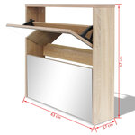 vidaXL Meuble à chaussures 2 étages avec miroir 63x17x67 cm Chêne
