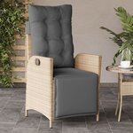 vidaXL Chaise inclinable de jardin et repose-pied mélange beige rotin