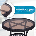 Outsunny Ensemble de jardin 3 pièces style cosy 2 fauteuils à bascule avec coussins assise dossier + table basse résine tressée brun crème