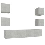 vidaXL Ensemble de meubles TV 6 Pièces Gris béton Bois d'ingénierie