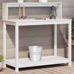 vidaXL Table de rempotage avec étagères blanc bois massif de pin