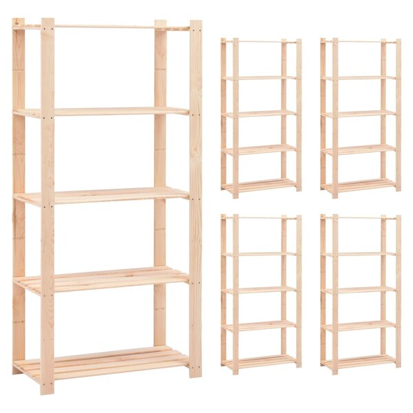 vidaXL Étagères de rangement à 5 niveaux 5 Pièces 80x38x170 cm Pin 250 kg