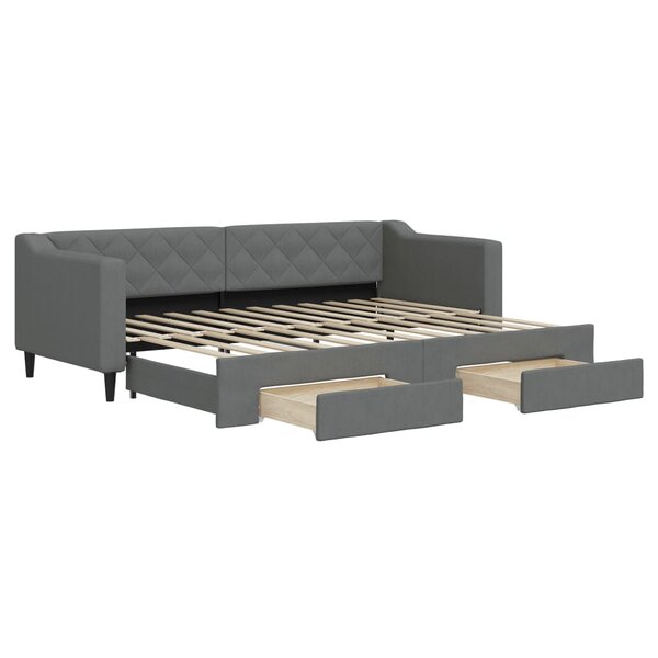 vidaXL Lit de jour avec gigogne et tiroirs sans matelas 80x200 cm