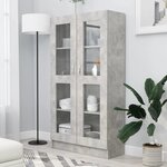 vidaXL Armoire à vitrine Gris béton 82 5x30 5x150 cm Bois d'ingénierie