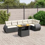 vidaXL Salon de jardin 7 Pièces avec coussins noir résine tressée