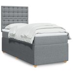 vidaXL Sommier à lattes de lit avec matelas Gris clair 100x200cm Tissu