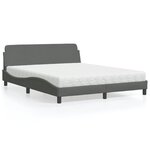 vidaXL Lit avec matelas gris foncé 160x200 cm tissu