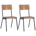 vidaXL Chaises à manger lot de 2 marron contreplaqué solide et acier