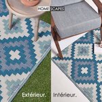 Tapis extérieur terrasse réversible - Tapis de jardin imperméable et résistant UV - Mia - Bleu - 75x200 cm - HOMESCAPES