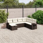 vidaXL Salon de jardin avec coussins 7 Pièces marron résine tressée