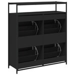 vidaXL Armoire à chaussures 4 tiroirs rabattables noir 100x34x112 cm