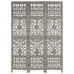 vidaXL Cloison de séparation 3 panneaux Gris 120x165 cm Bois manguier