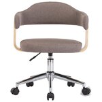 Chaise fauteuil siège pivotante de bureau informatique étude bois courbé et tissu taupe 02_0024176