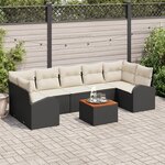 vidaXL Ensemble de canapé de jardin 8 pièces avec coussins Noir Poly Rattan Acacia