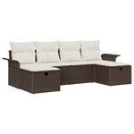 Canapé de jardin 6 pièces avec coussins Marron Poly Rattan