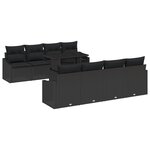 vidaXL Ensemble de Canapés de Jardin 9 pièces avec Coussins Noir Rattan PE