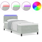 vidaXL Lit à ressort avec matelas et lumière LED Gris clair 90x190 cm Velours