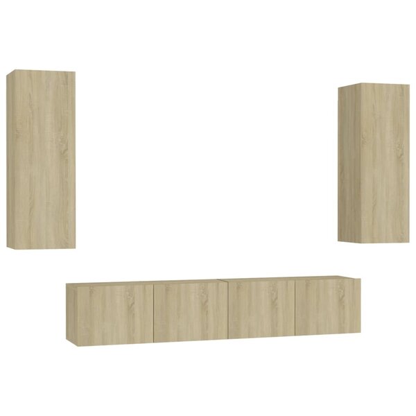 vidaXL Ensemble de meubles TV 4 Pièces Chêne sonoma Bois d'ingénierie
