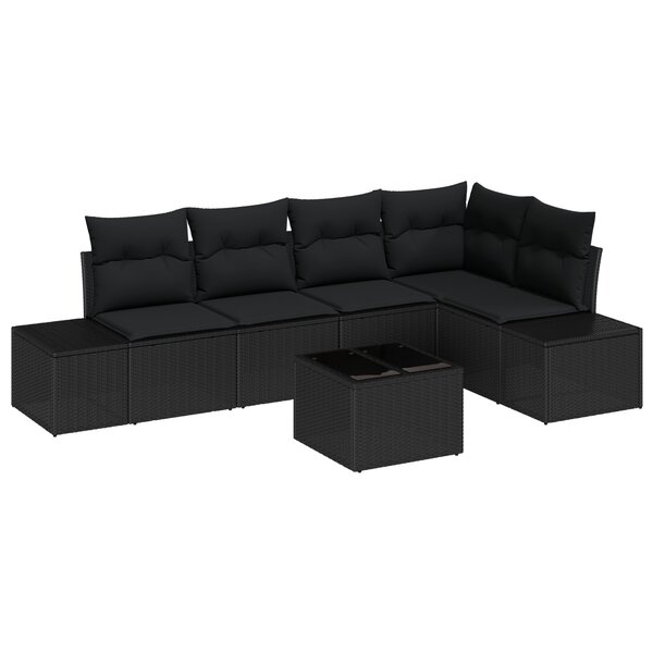 vidaXL Ensemble de Canapé de Jardin de 6 Pièces avec Coussins Beige Rattan