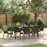 vidaXL Ensemble de Dîner de Jardin 7 Pièces Marron Rattan Poly