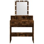 vidaXL Coiffeuse avec LED chêne fumé 80x41x144 5 cm
