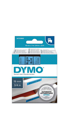 DYMO LabelManager cassette ruban D1 19mm x 7m Noir/Bleu (compatible avec les LabelManager et les LabelWriter Duo)