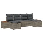 Ensemble de Canapés de Jardin de 6 Pièces avec Coussins Gris en Rotin Synthétique