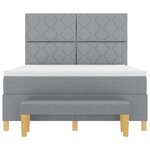 vidaXL Lit à sommier avec matelas et banc gris clair 140x200 cm tissu