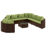 vidaXL Salon de jardin 10 Pièces avec coussins marron résine tressée